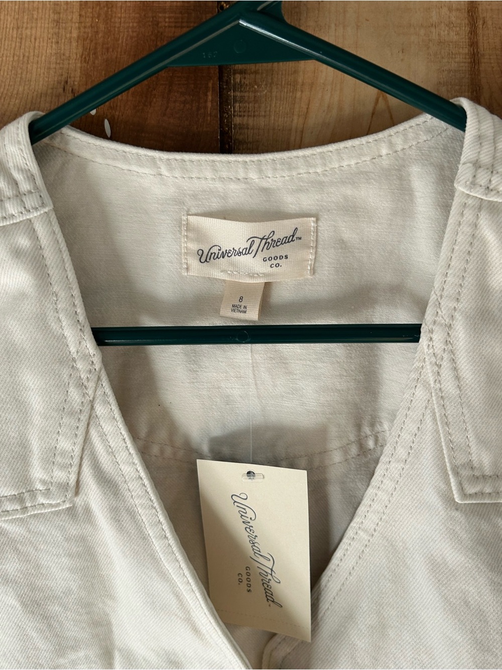 NWT Cream Buttoned Denim Vest Size 8 - Picture 4 of 4